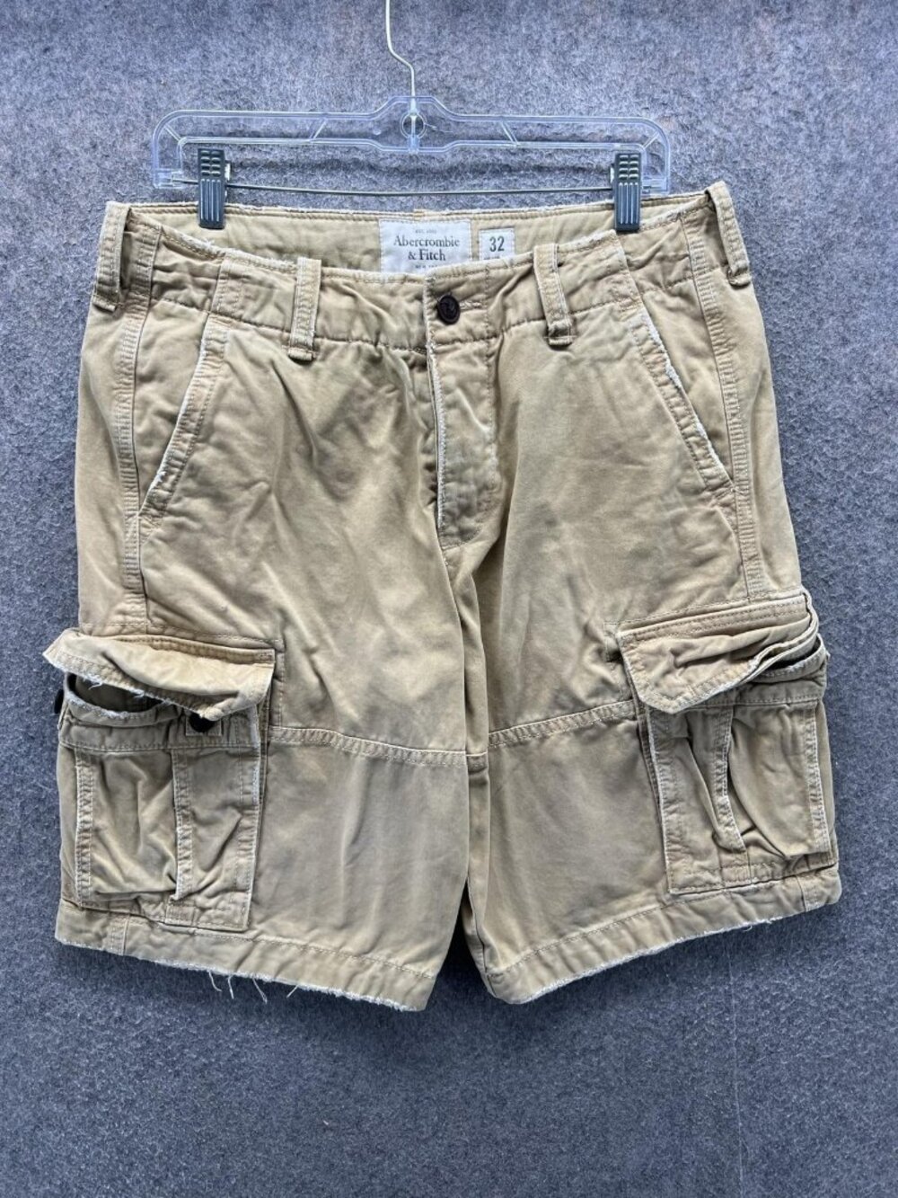 Abercrombie & Fitch Shorts Mens 32 Beige Cargo Paratrooper Combat Y2K Military